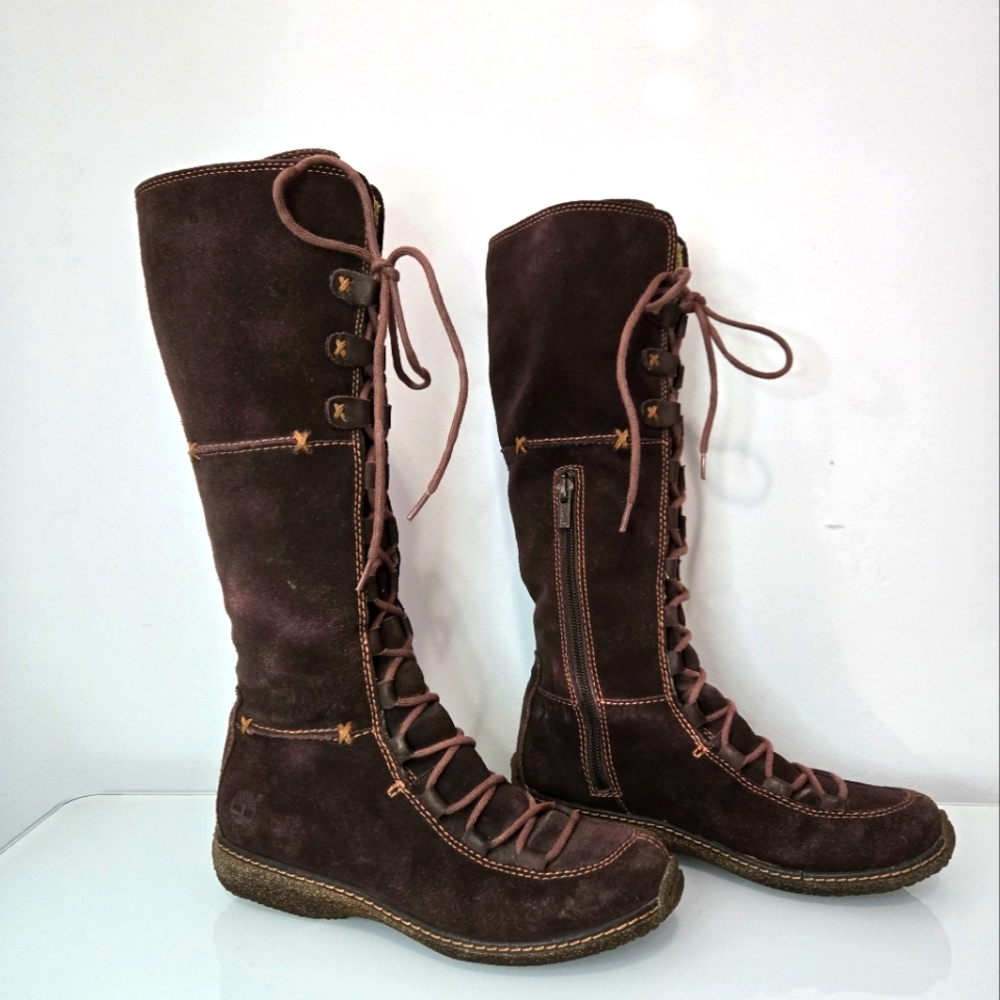 TIMBERLAND Suede Leather Moorland Hollace Women's Brown Lace-Up Boots. Size 6